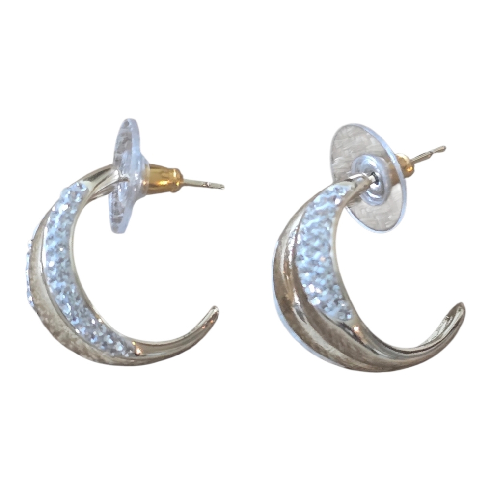 Macy's Women Silver Crescent Hoop Earrings New